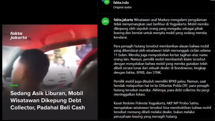 mobil wisatawan dikepung debt collector <b>(Instagram )</b>