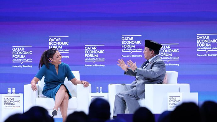 Menhan Prabowo menjadi pembicara pada acara Qatar Economic Forum / Forum Ekonomi Qatar