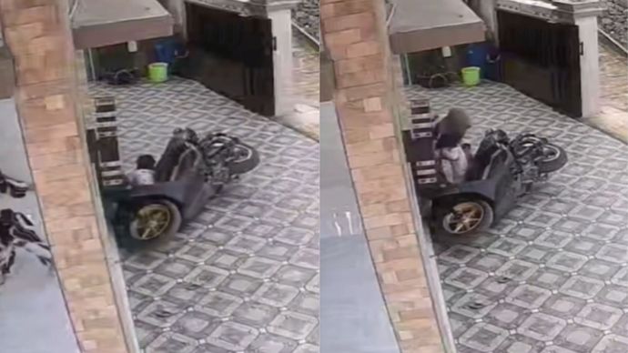 Detik-detik Anak Kecil Jatuh dari Motor