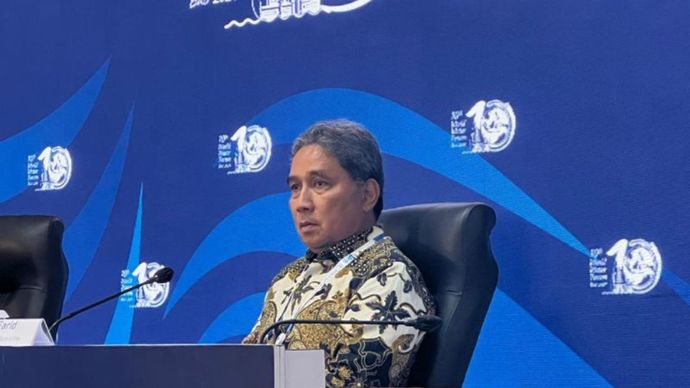 Direktur Jenderal Kebudayaan Kementerian Pendidikan, Kebudayaan, Riset dan Teknologi (Kemendikbudristek) Hilman Farid, saat hadir sebagai narasumber dalam agenda konferensi pers World Water Forum Ke-10 di Bali, Selasa (21/5/2024).