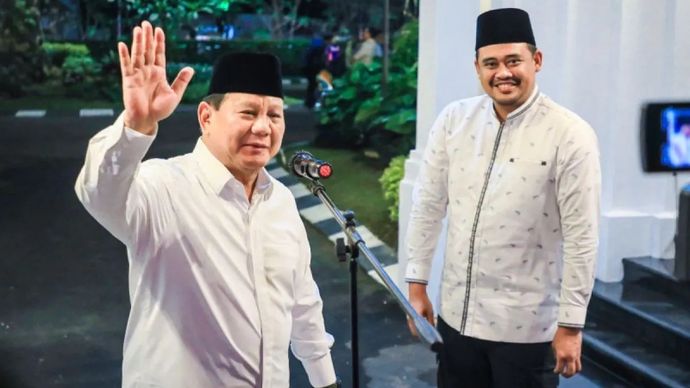 Bobby Nasution dan Ketua Umum Gerindra Prabowo Subianto. (Antara) 