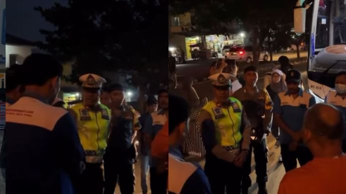 SMP 5 Depok dapat wejangan Polisi sebelum berangkat ke luar kota