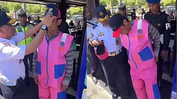 Juru Parkir di Batam pakai seragam warna pink