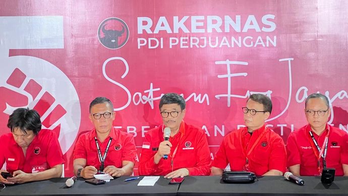 Konferensi pers PDIP jelang pembukaan rakernas. 