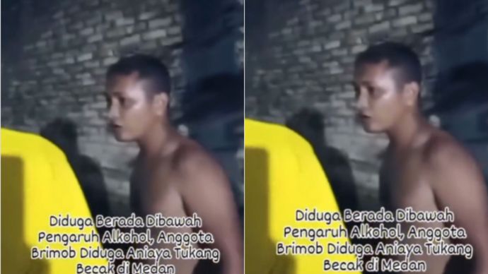 Seorang oknum anggota Brimob Polda Sumut berinisial RGH diduga aniaya tukang becak di Medan