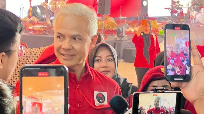 Ganjar Pranowo saat menghadiri Rakernas V PDIP. 