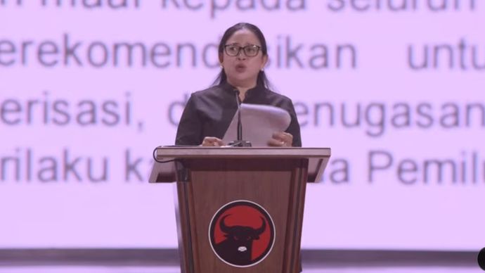 Ketua DPP PDIP Puan Maharani menangis saat mengucapkan terima kasih kepada masyarakat. (YouTube) 