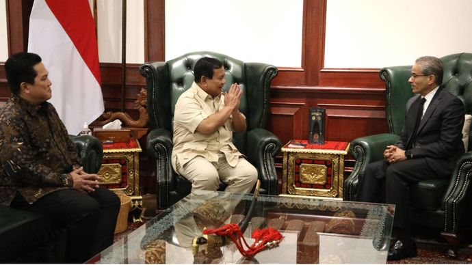 Menteri Pertahanan RI Prabowo Subianto Bersama Badan Usaha Milik Negara (BUMN) Erick Thohir dan pendiri Emaar Properties, Mohamed Ali Rashed Alabbar <b>(dok. Istimewa)</b>