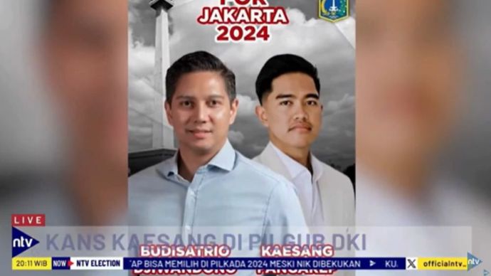 Poster Duet Budi Djiwandono-Kaesang Pangarep maju Pilkada Jakarta 2024/tangkapan layar NTV 