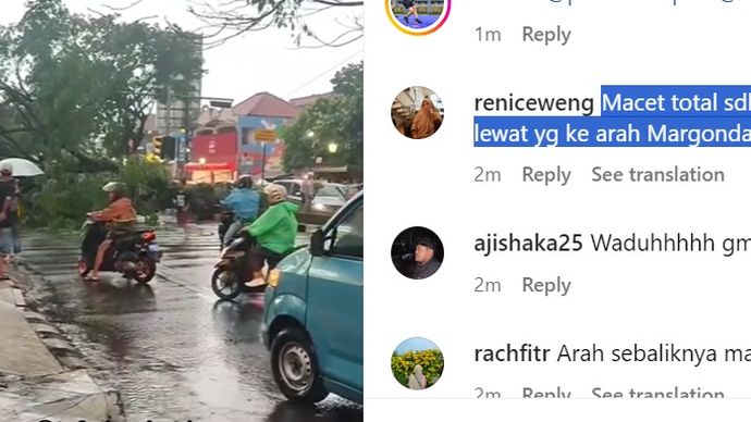 Macet di Depok usai hujan dan banjir <b>(instagram)</b>