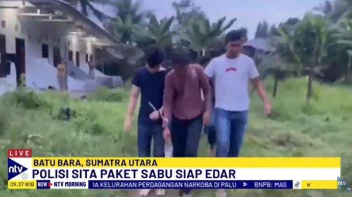 Satresnarkoba Batubara menangkap tiga tersangka bandar narkoba jenis sabu yang merupakan satu keluarga/tangkapan layar NTV