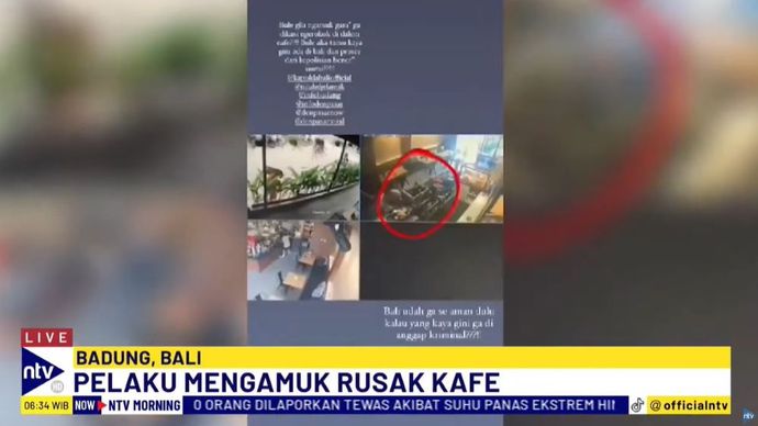 Turis asal Brasil ditangkap petugas dari Polsek Kuta Selatan setelah mengamuk dan merusak kafe C di Jalan Uluwatu II, Jimbaran, Kuta Selatan, Badung, Bali. 