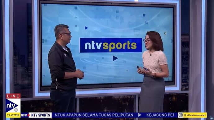 Kesit Budi Handoyo saat menjadi narasumber dalam program NTV Sport di Nusantara TV, Senin (3/6/2024)