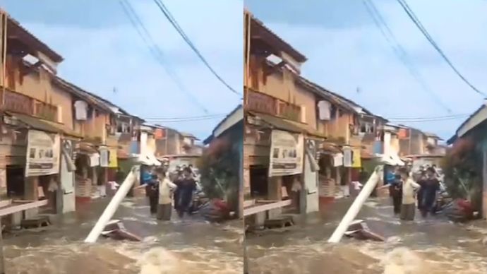 Tanggul PDAM bocor di Bandung