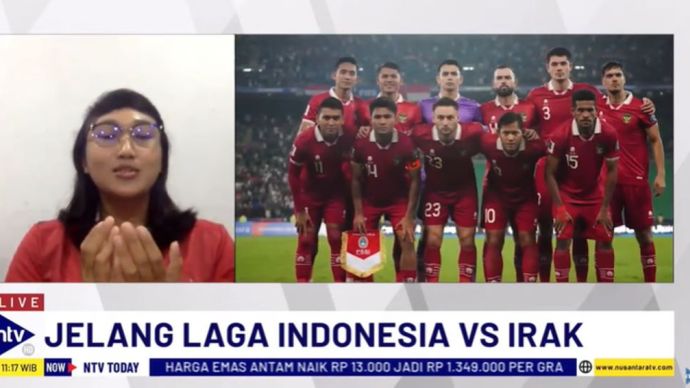 Kiper Timnas Putri Indonesia Yolanda Krismonica dalam NTV Today di NusantaraTV/tangkapan layar NTV 