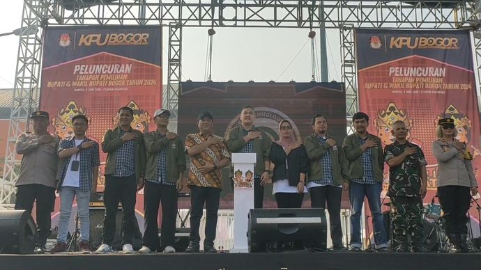 Peluncuran maskot dan jingle Pilkada Kabupaten Bogor 2024. 