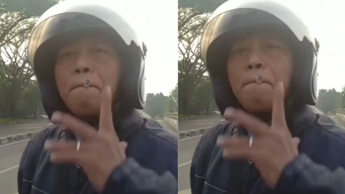 Pegendara motor merokok marah-marah <b>(Instagram)</b>