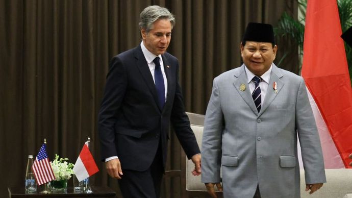 Menhan Prabowo Subianto bersama Menteri Luar Negeri Amerika Serikat  Antony John Blinken <b>(dok.Istimewa)</b>