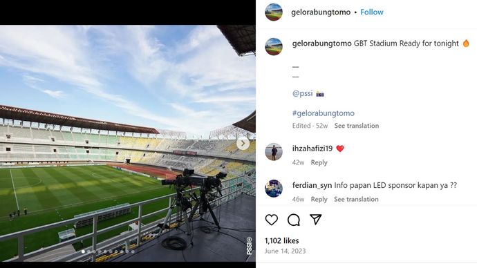 Stadion Gelora Bung Tomo (GBT), Surabaya <b>(IG Gelora Bung Tomo)</b>