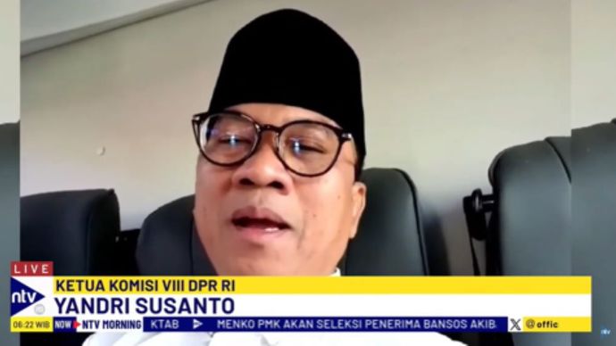 Ketua Komisi VIII DPR RI Yandri Susanto dalam Dialog NTV Morning di NusantaraTV/tangkapan layar NTV