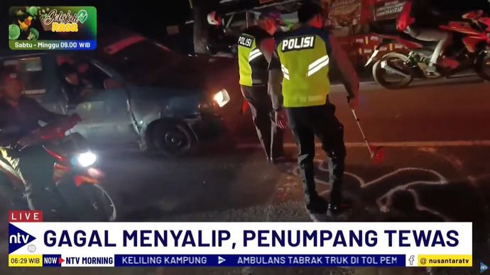 Seorang perempuan penumpang ojol tewas terlindas bus di Jalan Raya Bogor, Cimanggis, Kota Depok, Jawa Barat (Jabar) pada Senin (17/6/2024) malam. 
