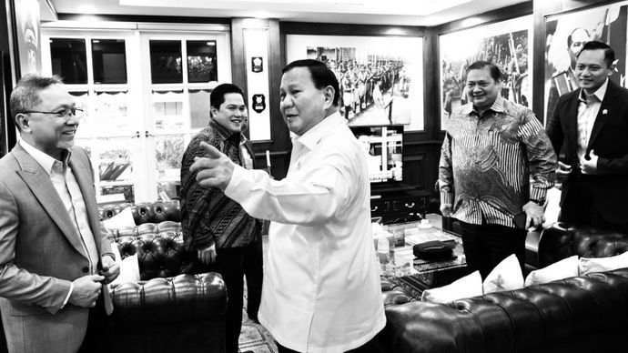 Prabowo Subianto, bertemu Erick Thohir dan sejumlah ketum parpol Koalisi Indonesia Maju. (Instagram) 
