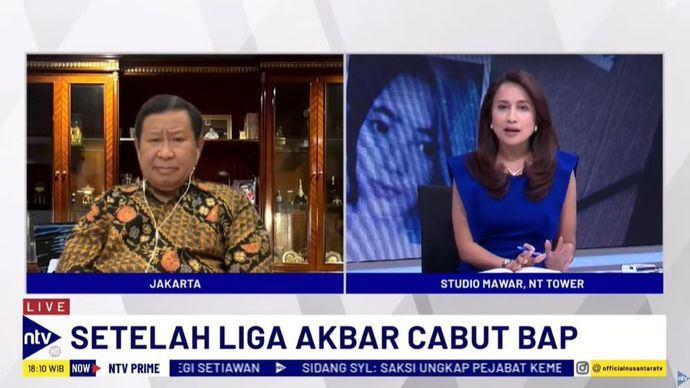Mantan Kabareskrim Polri Komjen Pol (Purn) Susno Duadji saat menjadi narasumber dalam program NTV Prime di Nusantara TV, Rabu (19/6/2024). 