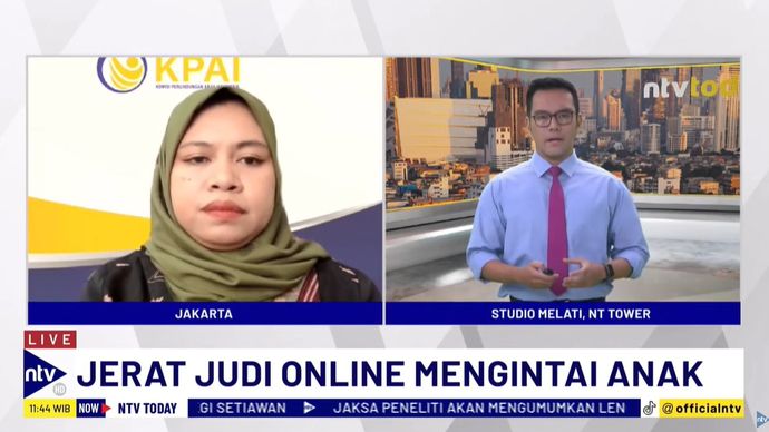 Ketua KPAI Ai Maryati Solihah saat menjadi narasumber dalam program NTV Today di Nusantara TV, Jumat (21/6/2024).