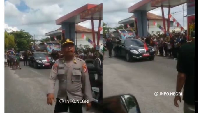 Ambulans terhadang iring-iringan Presiden Jokowi <b>(Instagram @info.negri)</b>