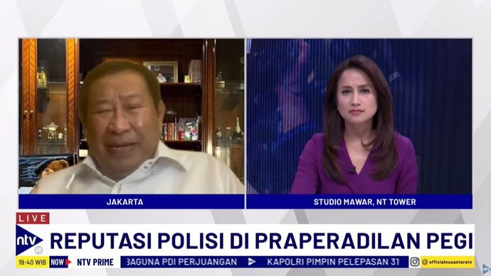 Mantan Kabareskrim Polri Komjen Pol (Purn) Susno Duadji saat menjadi narasumber dalam dialog NTV Prime di Nusantara TV, Selasa (25/6/2024).