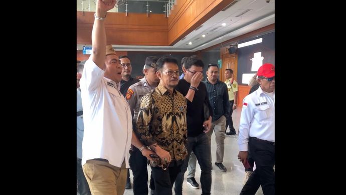 Mantan Mentan Syahrul Yasin Limpo (SYL) saat menjalani sidang tuntutan di Pengadilan Tipikor Jakarta. 