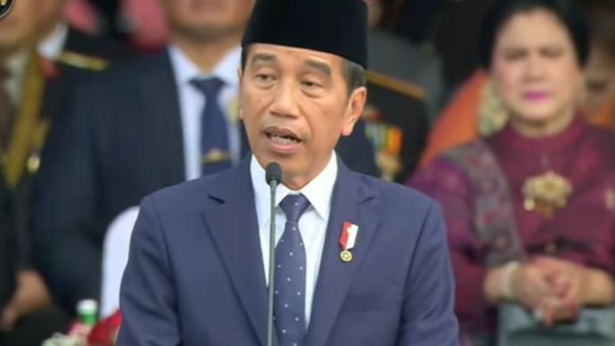 Presiden Jokowi di acara HUT Bhayangkara