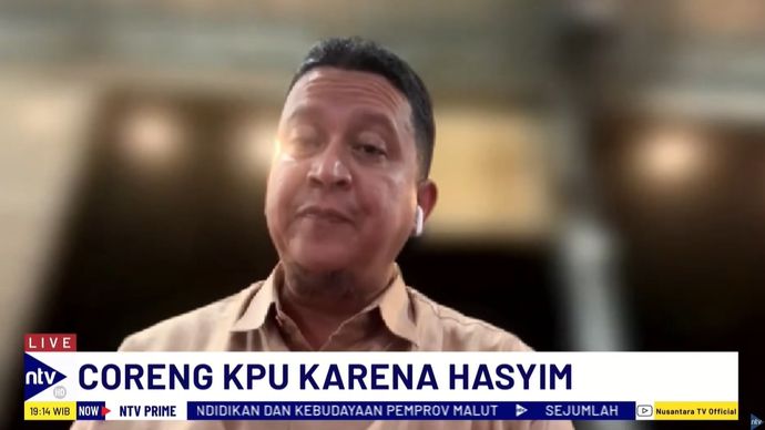 Ketua DKPP periode 2020-2022, Muhammad Alhamid saat menjadi narasumber dalam dialog program NTV Prime di Nusantara TV, Kamis (4/7/2024). 
