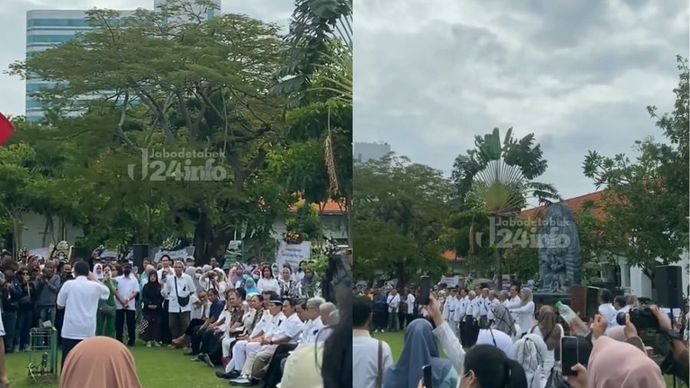 Ratusan mahasiswa, dosen, dan guru besar Fakultas Kedokteran Universitas Airlangga (FK Unair) menggelar aksi unjuk rasa.