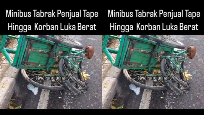 Penjual Tape keliling ditabrak minibus