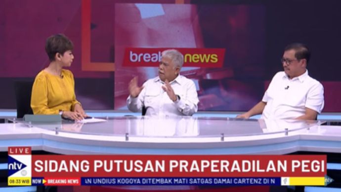 Mantan Wakapolri, Komjen Pol (purn) Oegroseno (kanan) dan Pakar Hukum Pidana UI, Chudry Sitompul dalam Dialog NTV Breaking News membahas sidang praperadilan Pegi Setiawan/tangkapan layar NTV