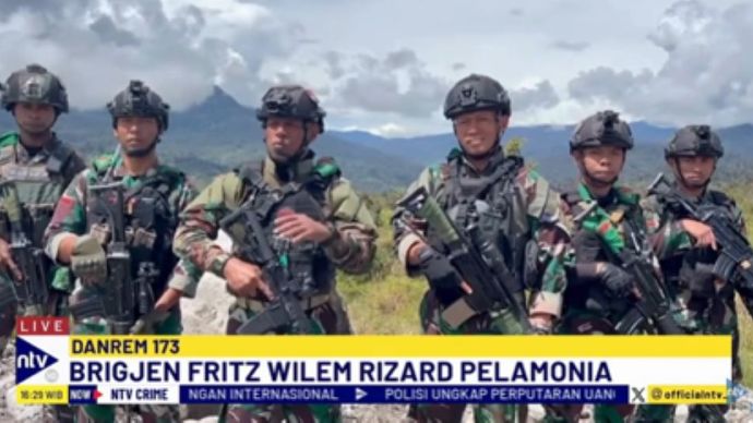 Danrem 173, Brigjen Frits Wilem Rizard Pelamonia memberikan keterangan usai berhasil mengambil alih bandara Agandugume di Papua/tangkapan layar NTV