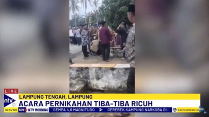 Warga Lampung Tengah tewas terkena peluru nyasar yang ditembakan anggota DPRD setempat saat acara pernikahan/tangkapan layar NTV