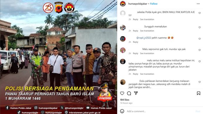 Akun Instagram Humas Polda Jabar