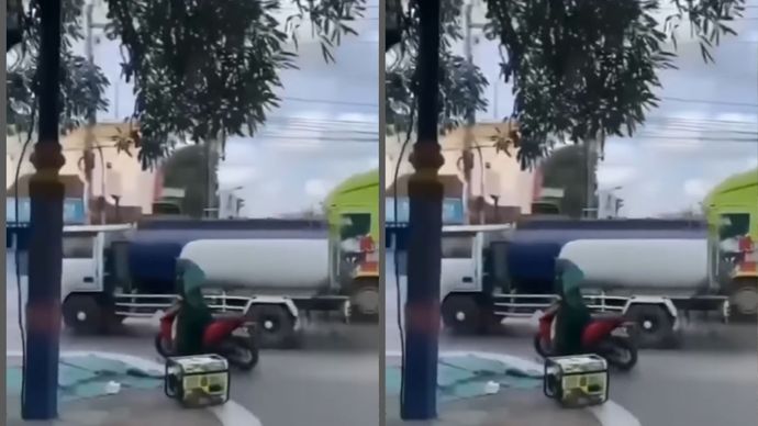 Ibu muda nyaris tersambar truk tinja