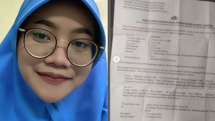 wanita muda menghilang dari rumah