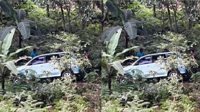 Mobil Avanza Terjun ke Jurang di Mojokerto <b>(Instagram @kabarmojokerto)</b>