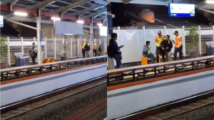 Aksi Kejar Kejaran Antara Satpam dan Seorang Pria di Stasiun Tebet <b>(Instagram)</b>