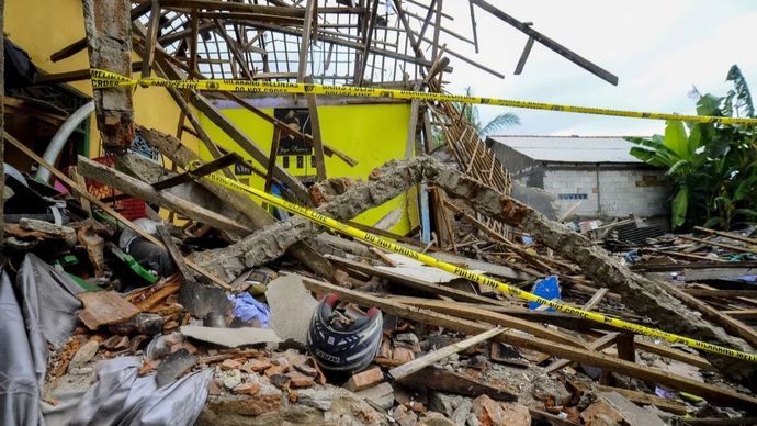 Rumah nelayan Pandeglang yang meledak. (Antara) 