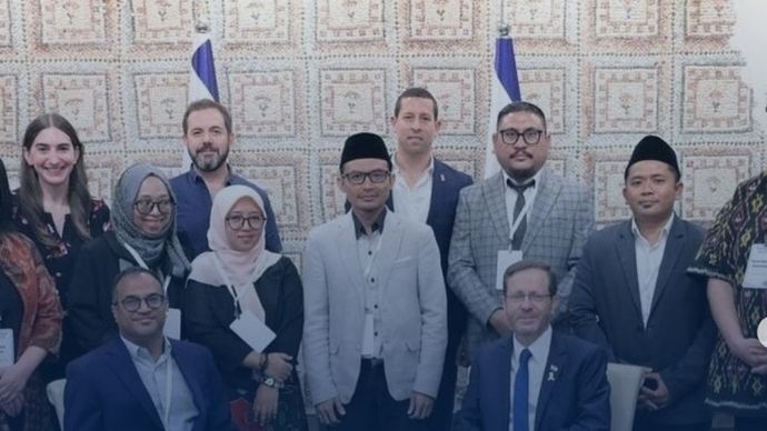 Pengurus PBNU foto bareng presiden Israel