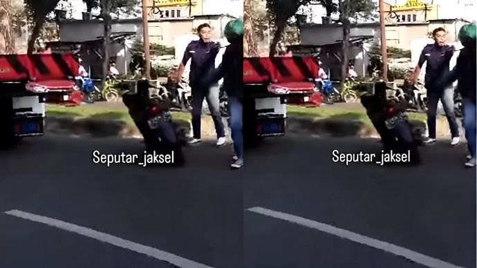 Seorang sopir towing diduga melakukan tindakan arogan dengan menonjok seorang pengemudi ojek online (ojol).