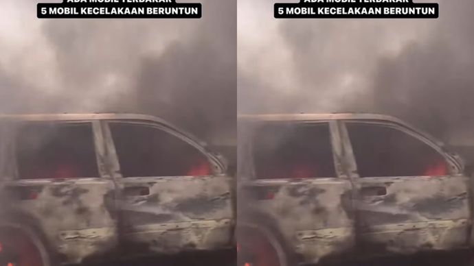 mobil terbakar <b>(Instagram Info warga bekasi)</b>