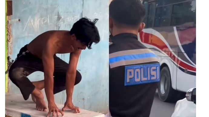 Seorang Pendendara Motor Kesurupan Kucing Saat Mau Ditilang Polisi