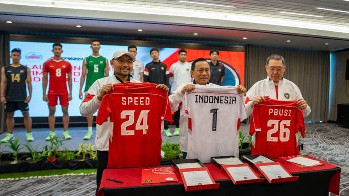 Jersey baru tim nasional bola voli Indonesia 