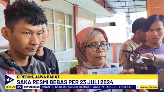 Saka Tatal dinyatakan bebas murni dari Balai Pemasyarakatan kelas I Cirebon, Jawa Barat, mulai 23 Juli 2024.